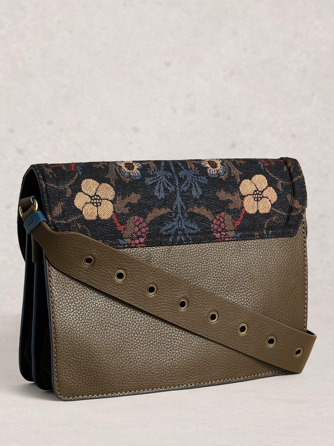 Product image 2 of 4, which shows White Stuff Tia Birds Satchel Bag, Black/Multi, One Size