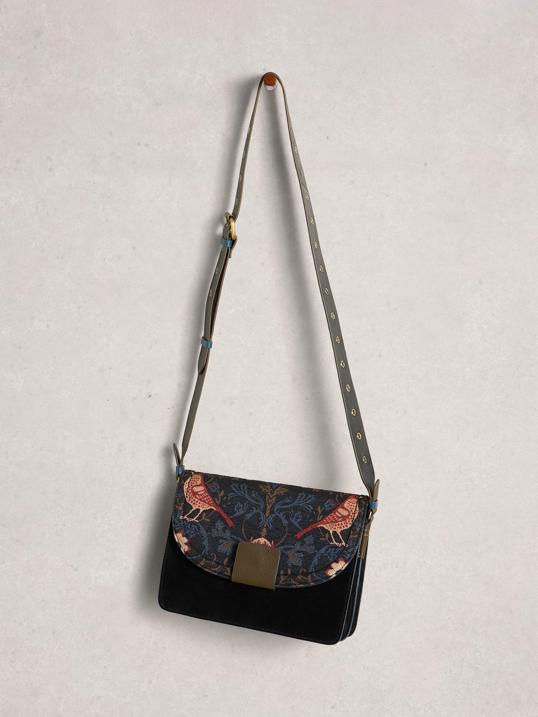 Product image 4 of 4, which shows White Stuff Tia Birds Satchel Bag, Black/Multi, One Size