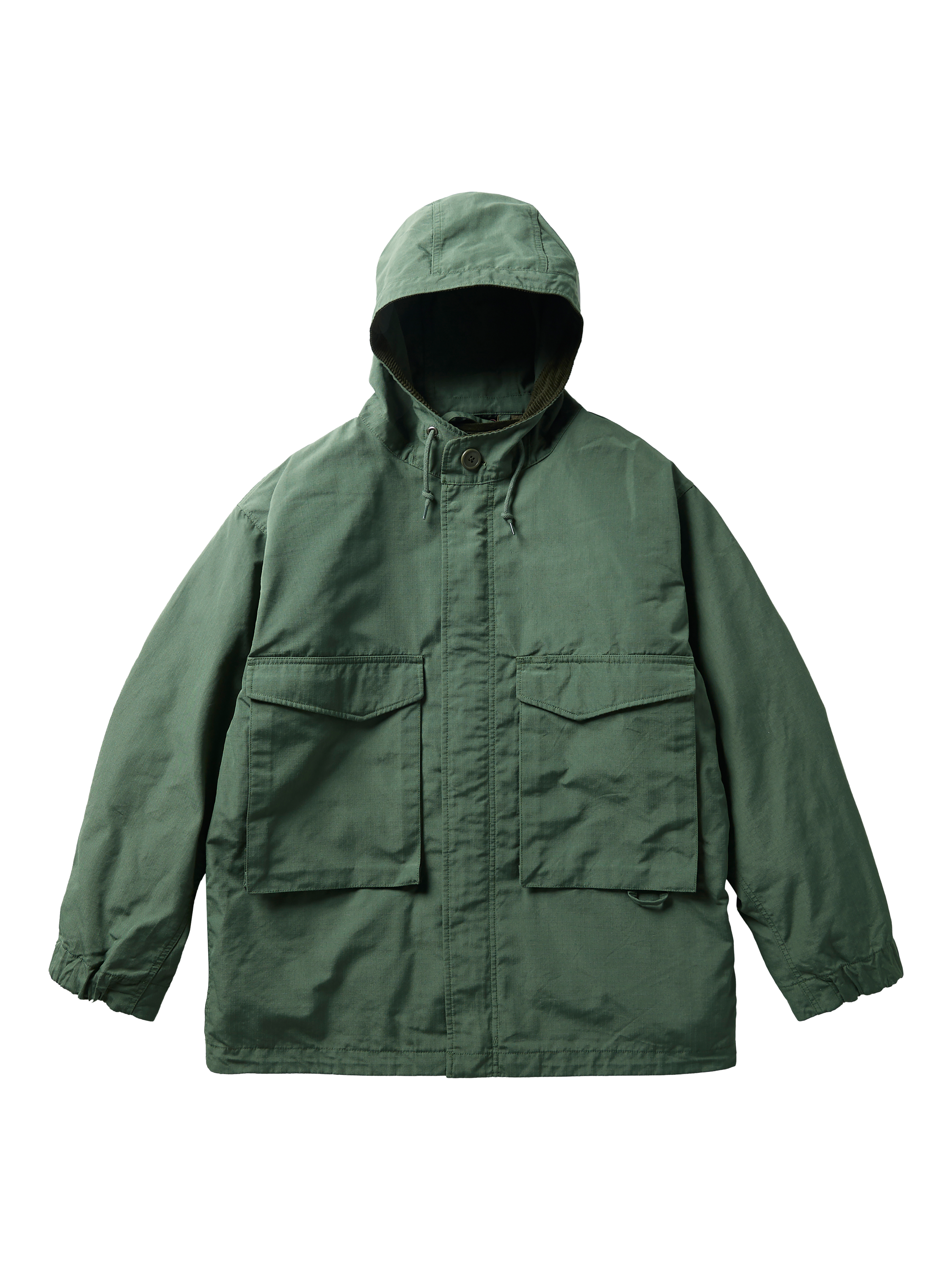 Product image 1 of 10, which shows Snow Peak Takibi Ripstop 3-in-1 Adjustable Hooded Jacket, Olive, XL
