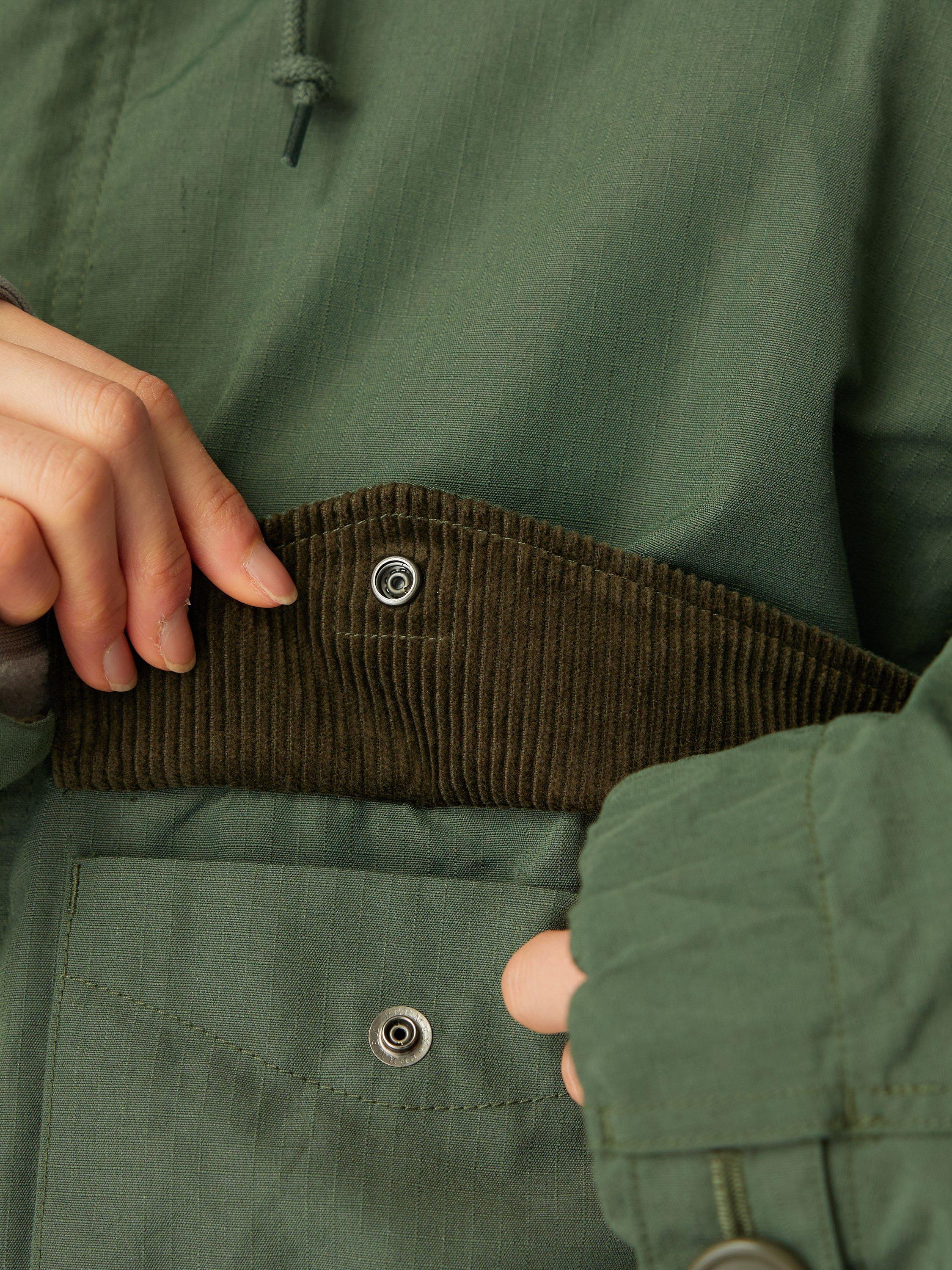 Product image 4 of 10, which shows Snow Peak Takibi Ripstop 3-in-1 Adjustable Hooded Jacket, Olive, XL