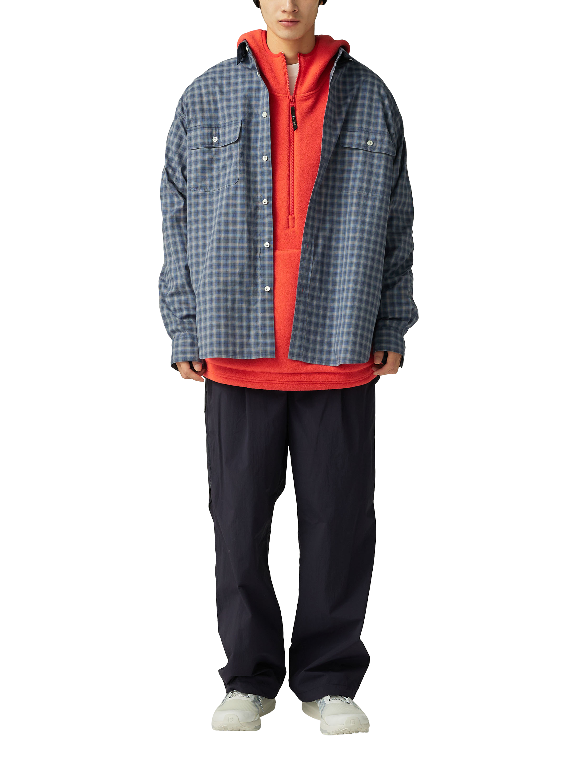 Product image 3 of 4, which shows Snow Peak Cotton Check Long Sleeve Collar Shirt, Blue, M