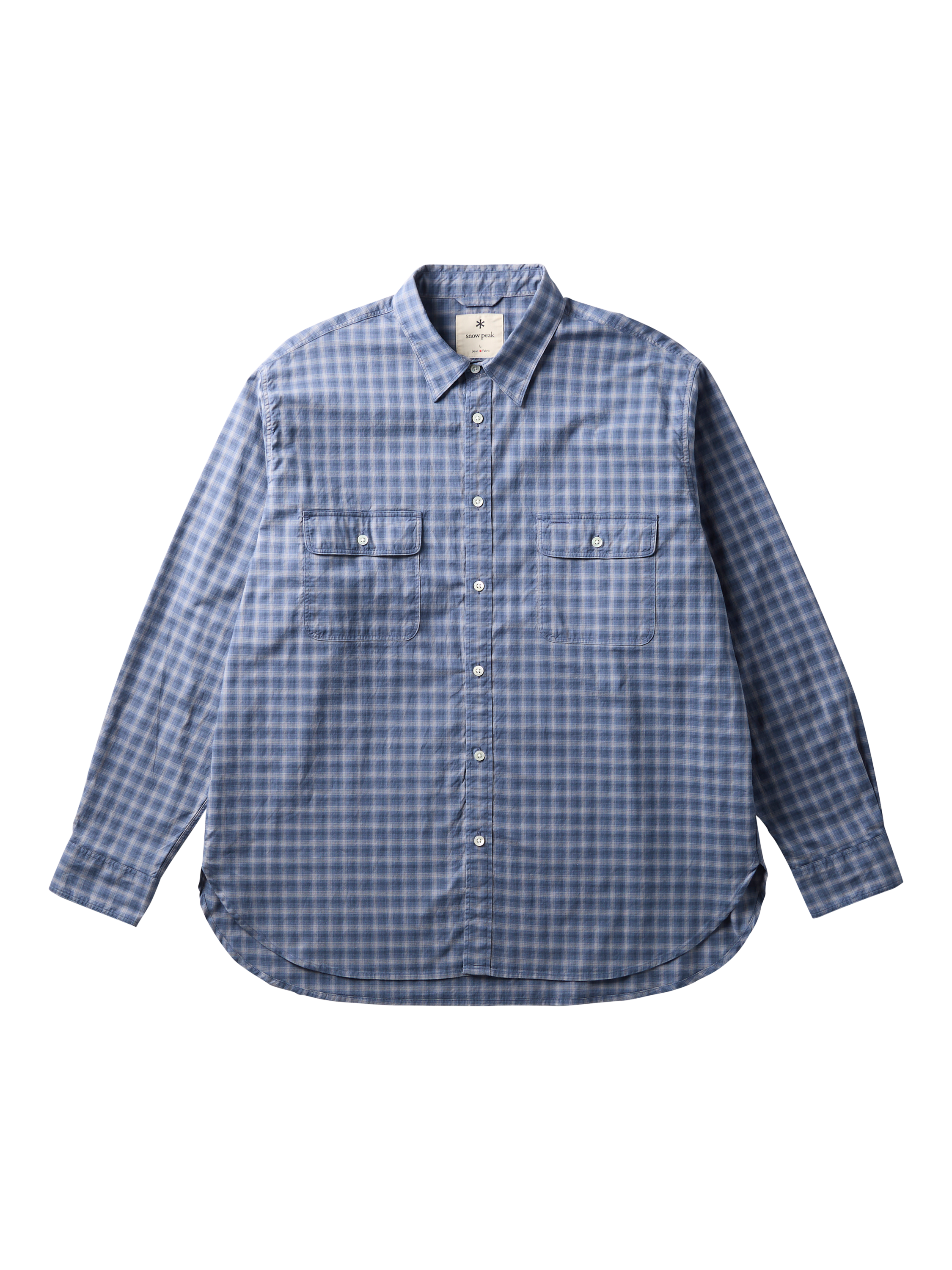 Product image 4 of 4, which shows Snow Peak Cotton Check Long Sleeve Collar Shirt, Blue, M
