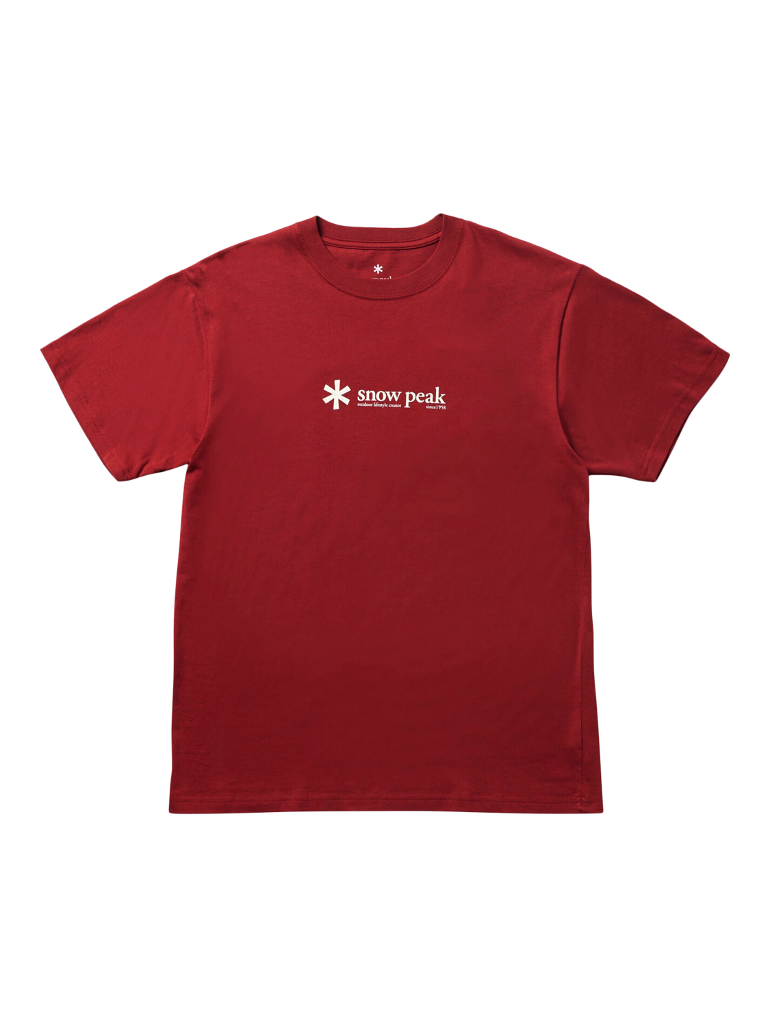Product image 1 of 1, which shows Snow Peak Logo T-shirt, Red, S