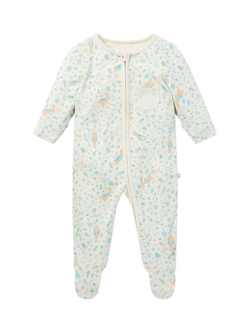 MORI Baby Cotton Blend Clever Zip Sleepsuit, Peter Rabbit Print, Peter Rabbit Print