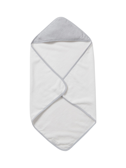 MORI Baby Bath Towel, White, White/Grey