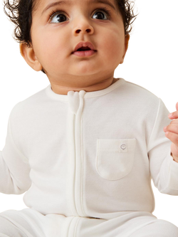 MORI Baby Cotton Blend Clever Zip Sleepsuit, Pack of 3, White - view 2, White