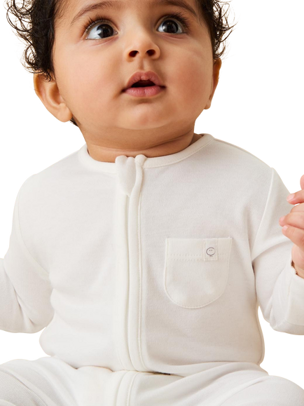 MORI Baby Cotton Blend Clever Zip Sleepsuit, Pack of 3, White - view 2, White