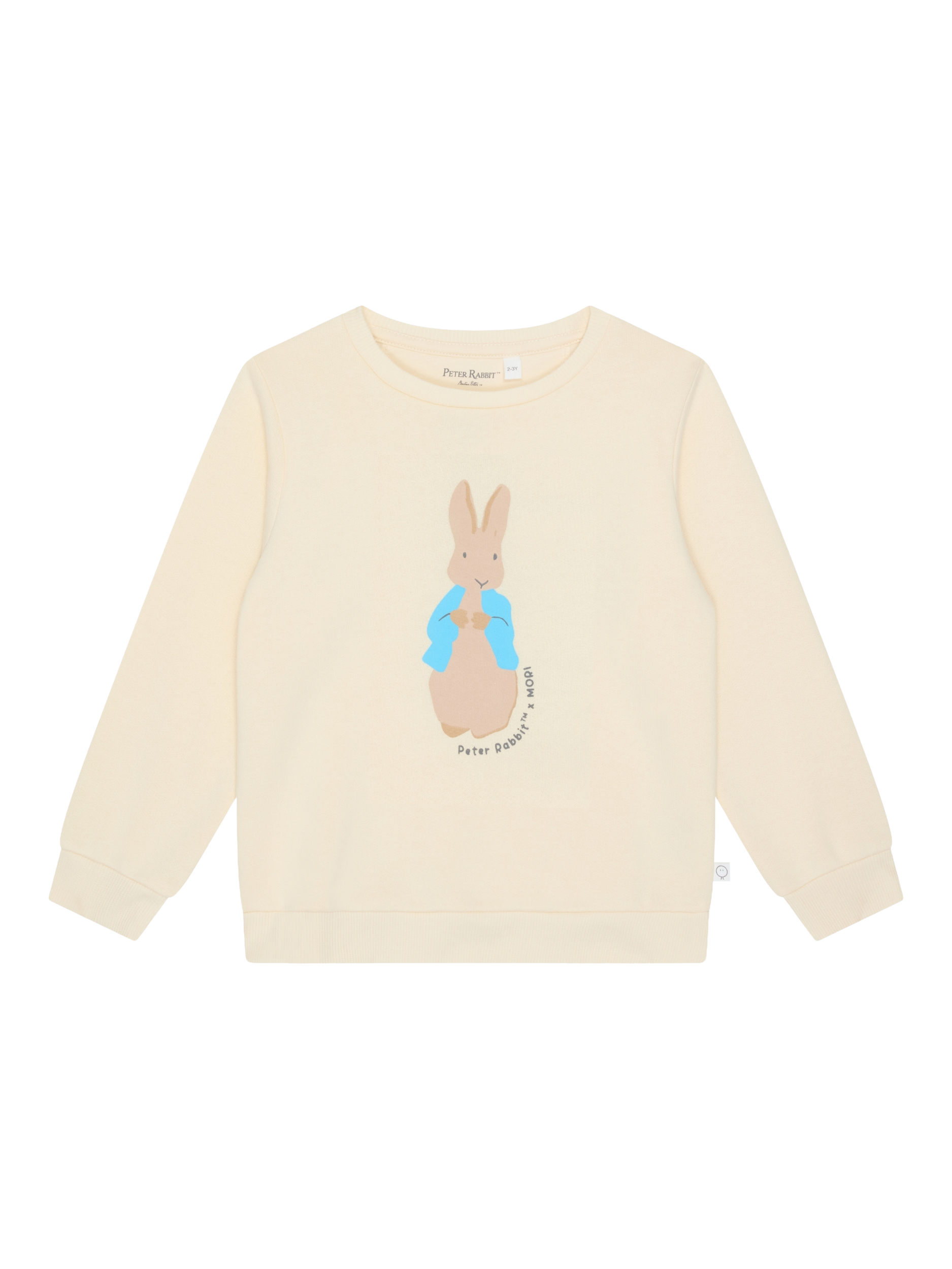 Product image 1 of 3, which shows MORI Baby Cotton Blend Peter Rabbit Sweatshirt, Panda Cream, 2-3 years