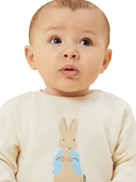 MORI Baby Cotton Blend Peter Rabbit Sweatshirt, Panda Cream - view 2, Panda Cream