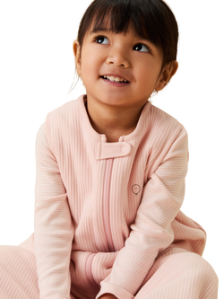 MORI Baby Ribbed Front Opening Sleeping Bag 1.5 Tog, Blush - view 2, Blush