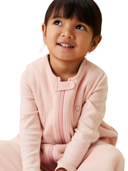 MORI Baby Ribbed Front Opening Sleeping Bag 1.5 Tog, Blush - view 2, Blush