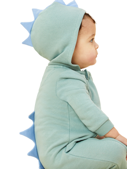 MORI Baby Cotton Blend Dino Spike Zip-Up Jumpsuit, Mint - view 2, Mint