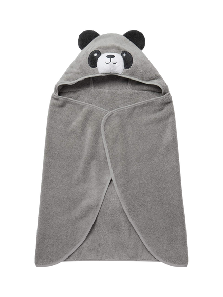 MORI Baby Cotton Panda Hooded Toddler Towel, Grey, Grey