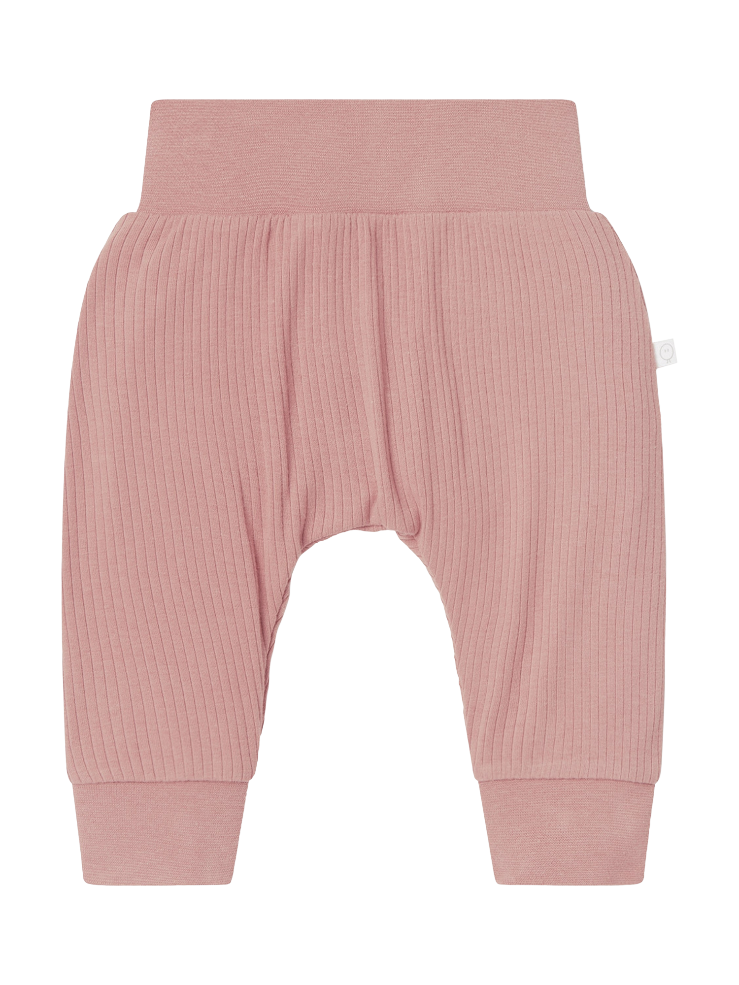 Product image 1 of 2, which shows MORI Baby Ribbed Joggers, Rose, 6-9 months
