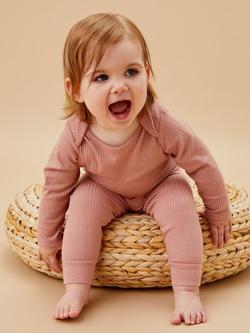 MORI Baby Ribbed Joggers, Rose - view 2, Rose