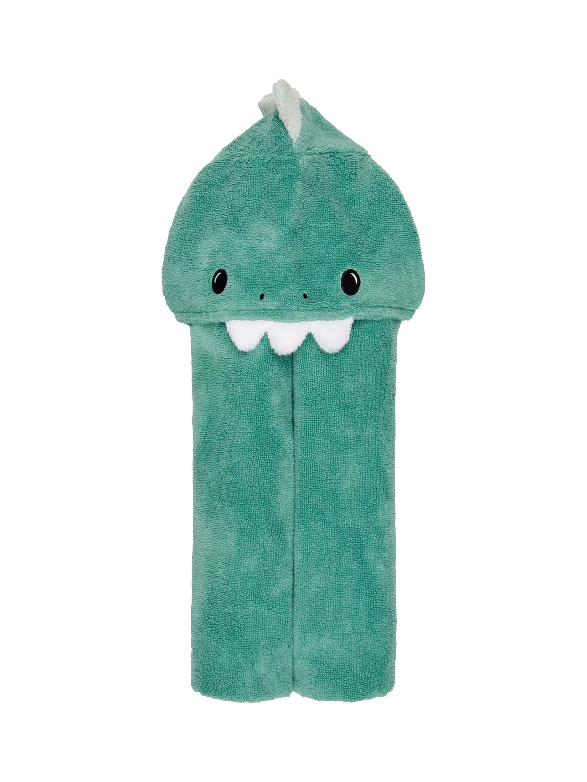 Kids Hooded Beach Towel - Green Dinosaur, 35x60 Inches, Quick Dry, With Snap Closure