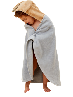 MORI Baby Cotton Peter Rabbit Hooded Toddler Towel, Peter Rabbit Blue - view 2, Peter Rabbit Blue