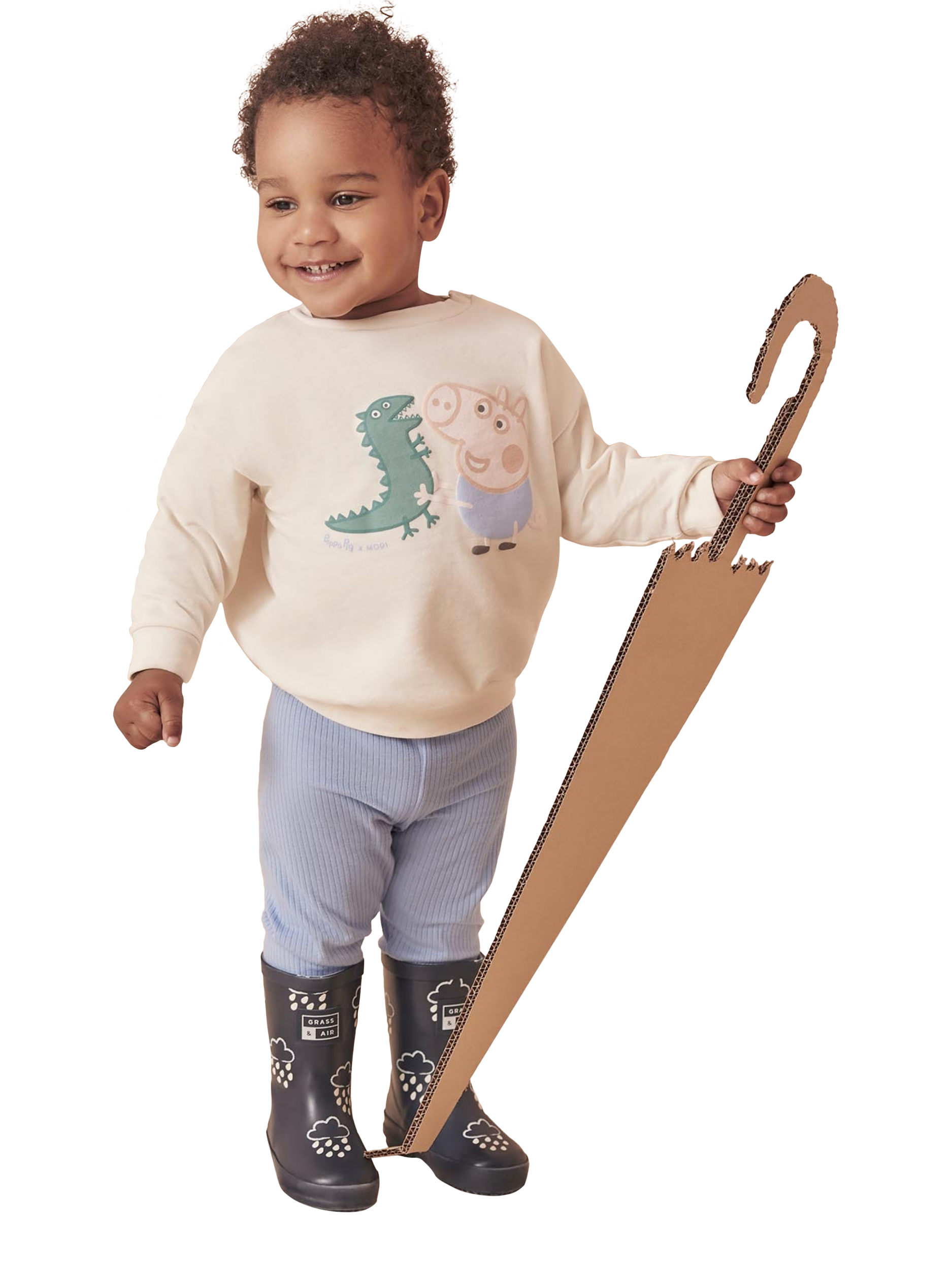 Product image 1 of 2, which shows MORI Baby Cotton Oversized Sweatshirt, Peppa Pig/Ecru, 2-3 years