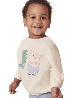 MORI Baby Cotton Oversized Sweatshirt, Peppa Pig/Ecru - view 2, Peppa Pig/Ecru