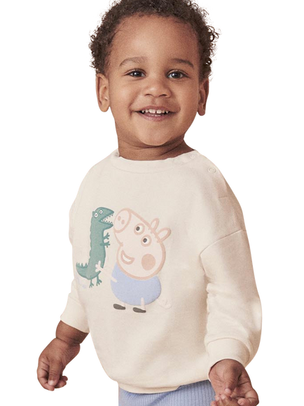 MORI Baby Cotton Oversized Sweatshirt, Peppa Pig/Ecru - view 2, Peppa Pig/Ecru
