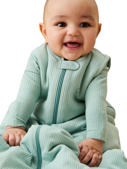 MORI Baby Ribbed Front Opening Sleeping Bag 0.5 Tog, Mint - view 2, Mint