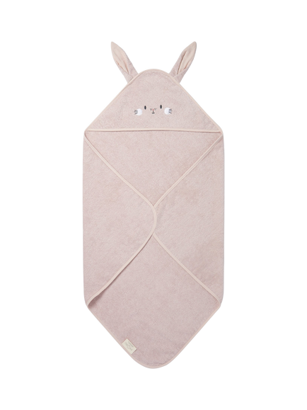 MORI Baby Cotton Bunny Hooded Baby Towel, Blush, Blush