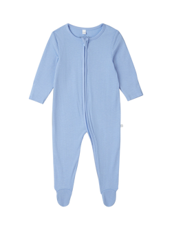 MORI Baby Ribbed Sleepsuit, Hydrangea