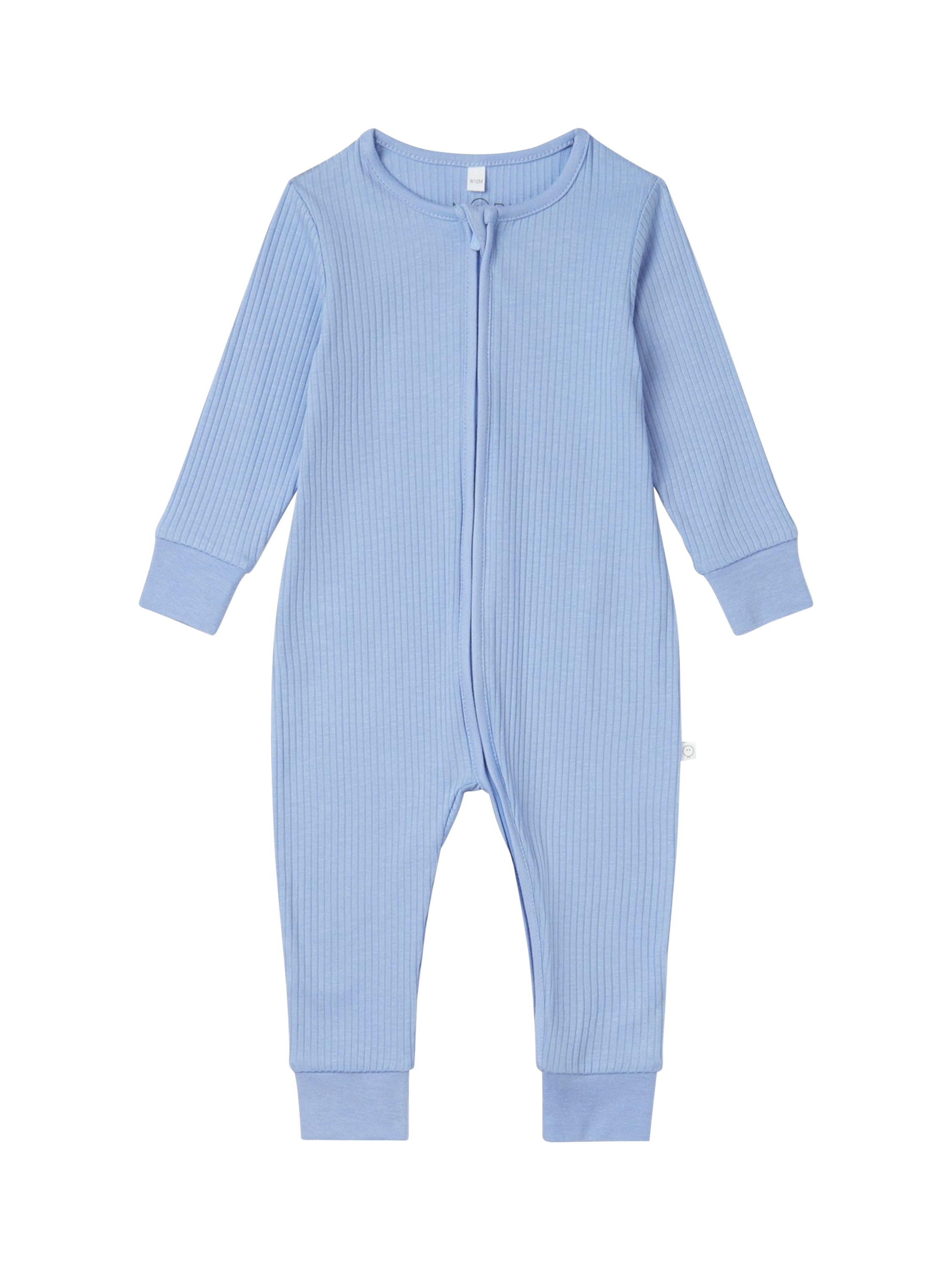 Product image 5 of 6, which shows MORI Baby Ribbed Sleepsuit, Hydrangea, 3-6 months