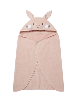 MORI Baby Cotton Bunny Hooded Toddler Towel, Blush, Blush