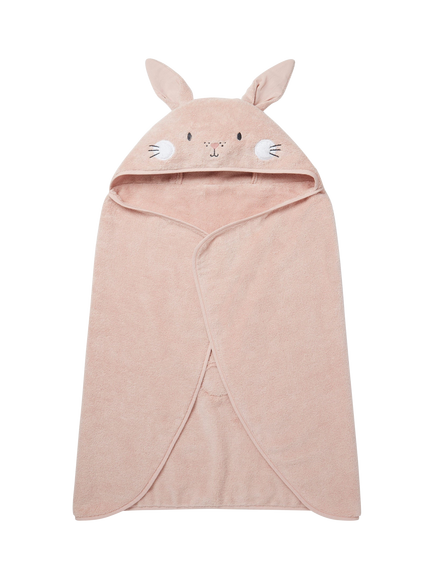 MORI Baby Cotton Bunny Hooded Toddler Towel, Blush, Blush