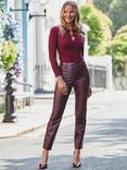 Sosandar Button Detail Ribbed Top, Burgundy