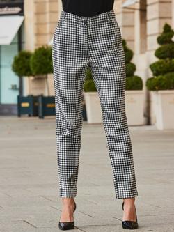 Sosandar Dogtooth Tapered Trousers, Black/White - view 2, Black/White