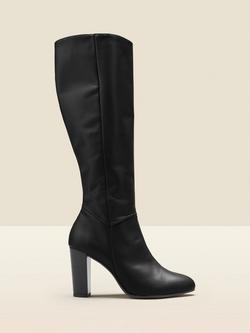 Sosandar Heeled Zip Knee High Leather Boots, Black, Black