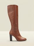 Sosandar Heel Knee High Leather Boots, Tan