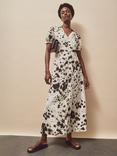 Ro&Zo Abstract Animal Print Shirt Dress, Brown/Multi