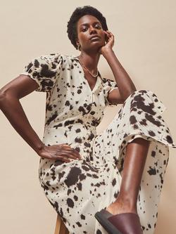 Ro&Zo Abstract Animal Print Shirt Dress, Brown/Multi - view 2, Brown/Multi