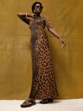 Ro&Zo Leopard Print Mock Neck Jersey Dress