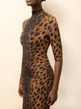 Ro&Zo Leopard Print Mock Neck Jersey Dress