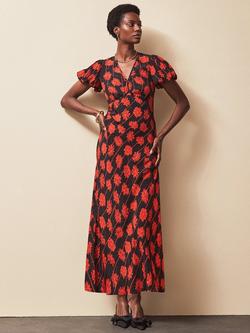 Ro&Zo Petite Rose Stripe V-Neck Dress, Red, Red