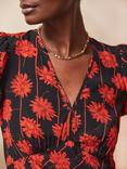 Ro&Zo Petite Rose Stripe V-Neck Dress, Red