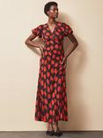 Ro&Zo Rose Stripe V-Neck Dress, Red