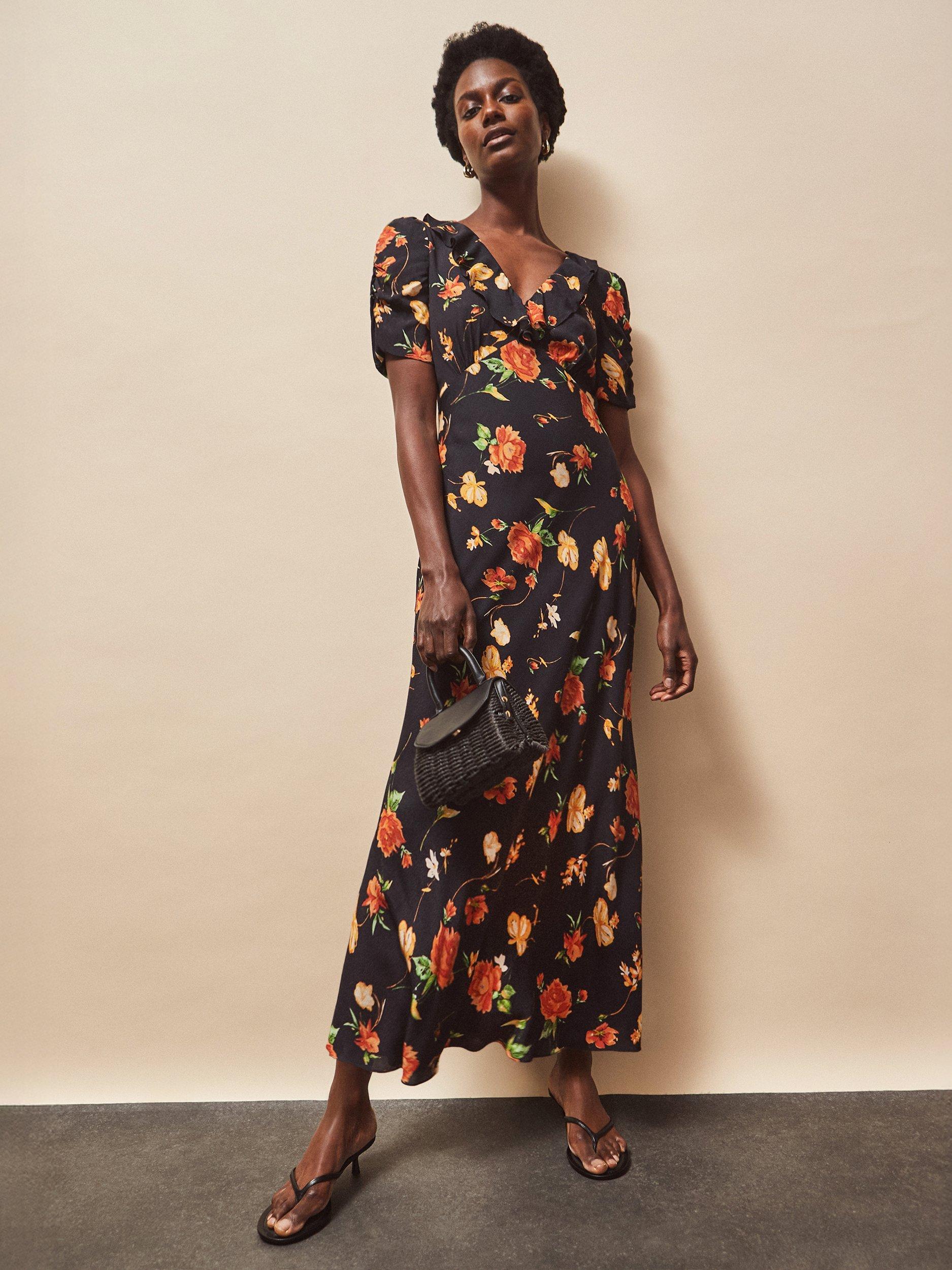 Product image 1 of 5, which shows Ro&Zo Floral Tie Back Midi Dress, Multi, 6