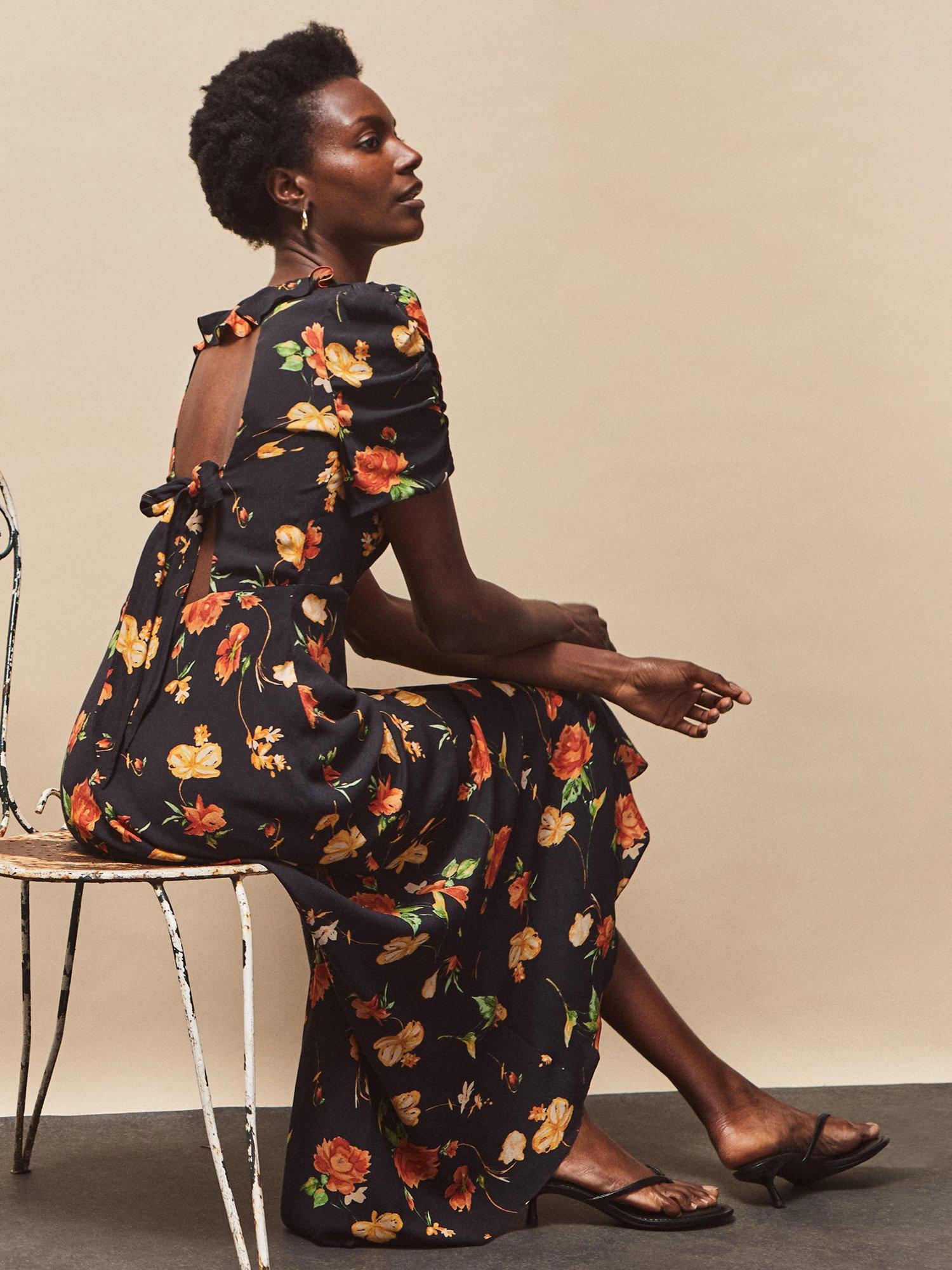 Product image 2 of 5, which shows Ro&Zo Floral Tie Back Midi Dress, Multi, 6