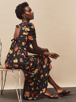 Ro&Zo Floral Tie Back Midi Dress, Multi - view 2, Multi