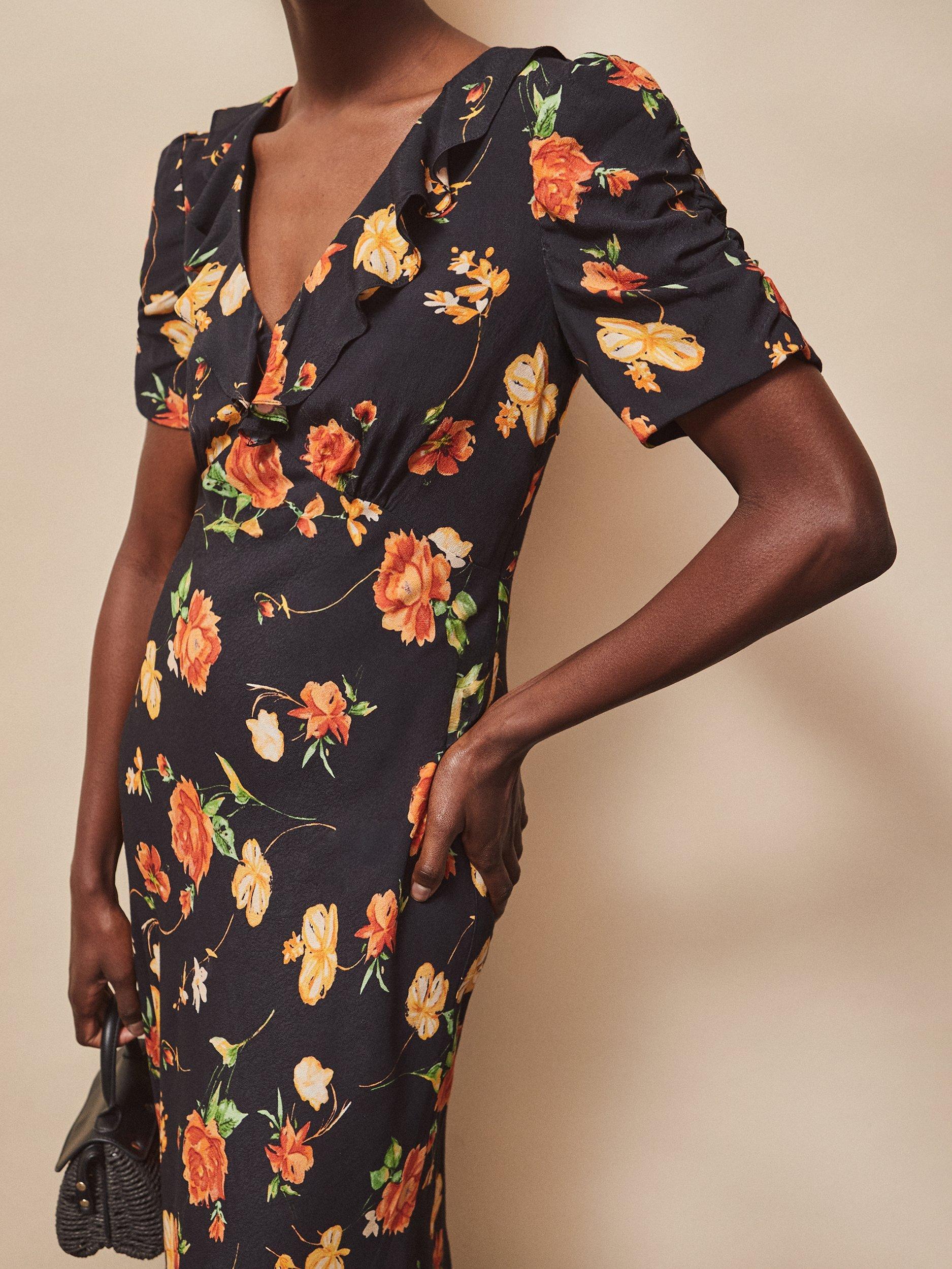 Product image 3 of 5, which shows Ro&Zo Floral Tie Back Midi Dress, Multi, 6