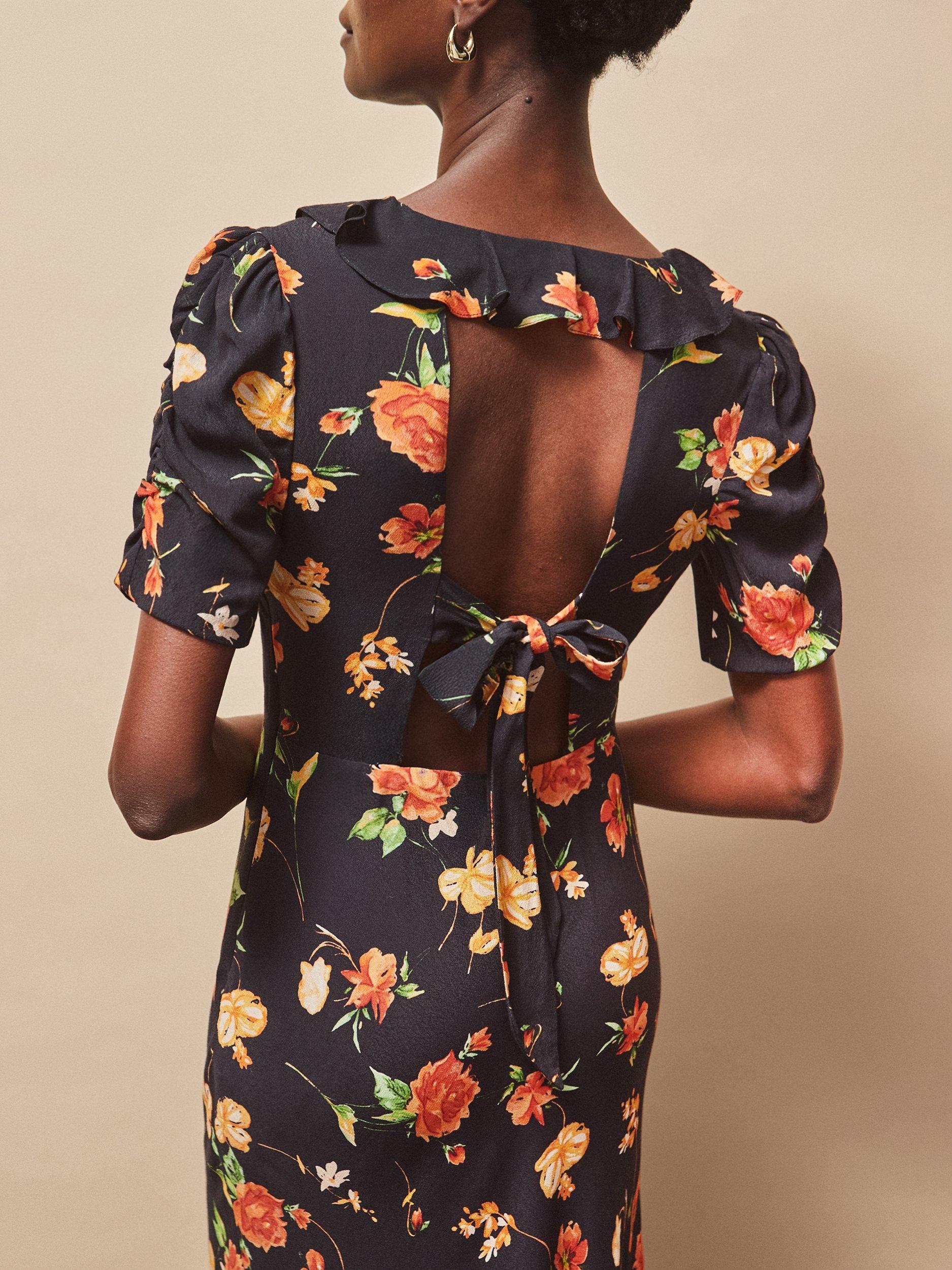 Product image 4 of 5, which shows Ro&Zo Floral Tie Back Midi Dress, Multi, 6