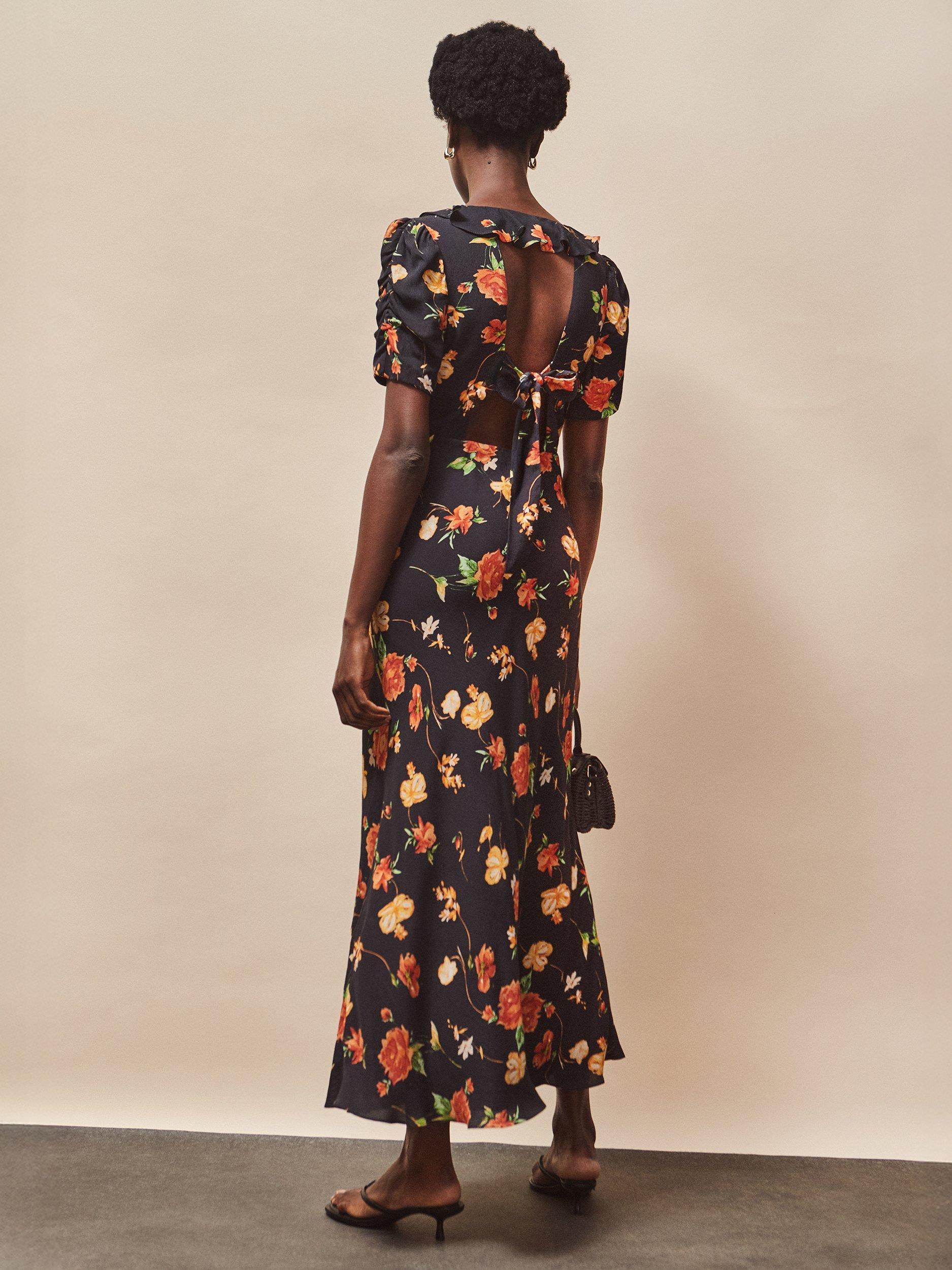 Product image 5 of 5, which shows Ro&Zo Floral Tie Back Midi Dress, Multi, 6