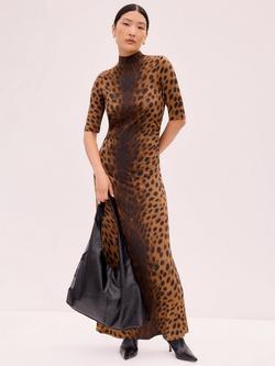 Ro&Zo Petite Leopard Print Maxi Dress, Brown, Brown