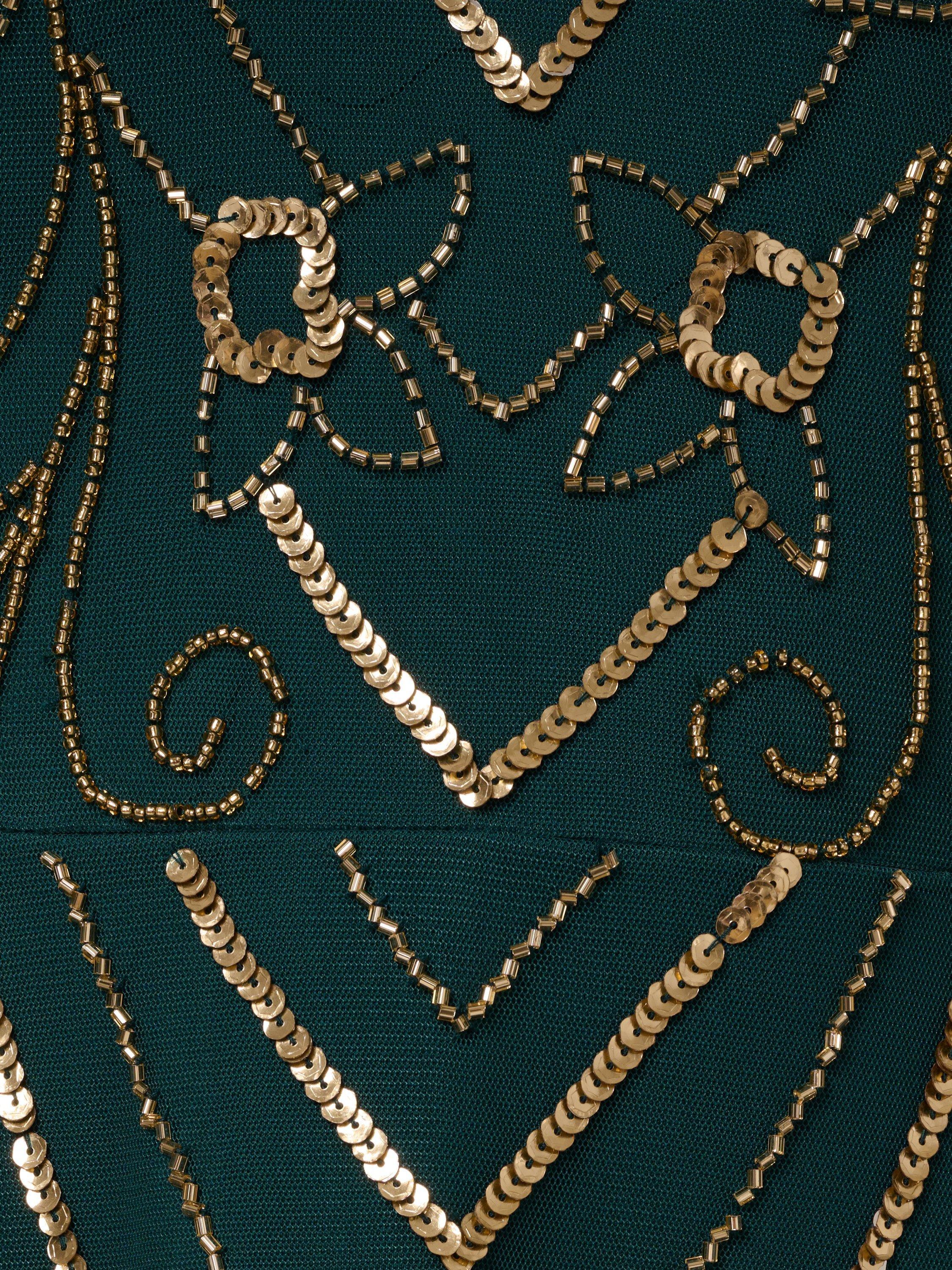 Product image 6 of 6, which shows Adrianna Papell Studio Beaded Mesh Midi Dress, Green/Multi, 18