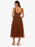 Adrianna By Adrianna Papell Knit & Mesh Dress, Mid Brown